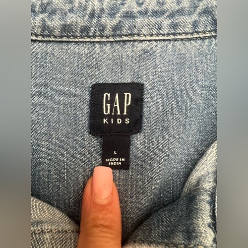 Gap Denim L Slim Fit with Pearl Snaps Kids Western Long Sleeve Shirt - Picture 3 of 6