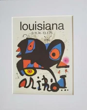 Joan Miro "Louisiana" Exhibition Poster Print Matted Offset Lithograph 1980