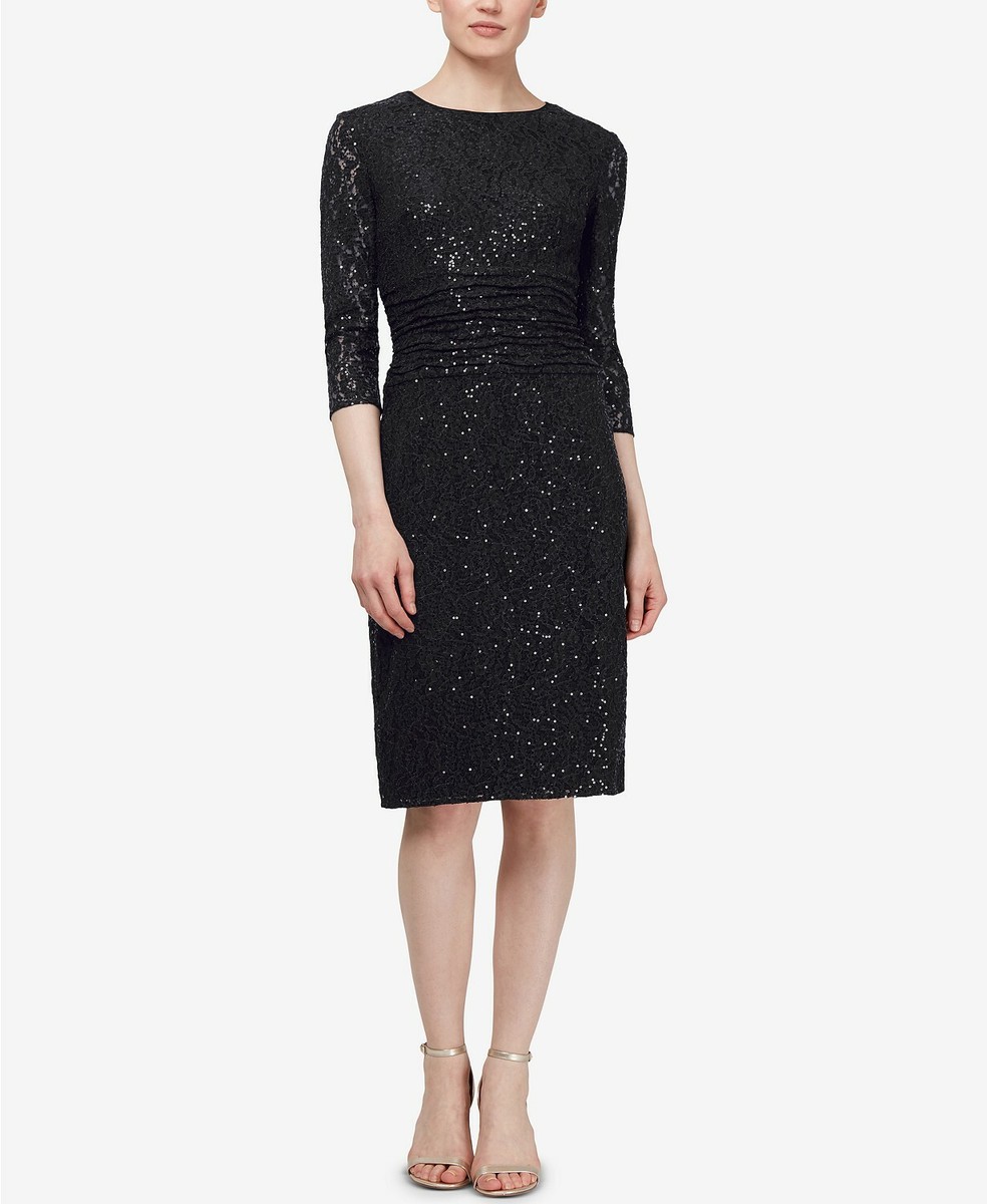 NWT SL FASHION BLACK LACE EMBELLISHED SHEATH DRESS SIZE SIZE $130