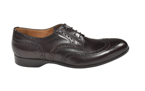 Scarpe eleganti Ralph Lauren viola etichetta marrone pelle Chapman Wingtip nuove $995 - Foto 2 di 4