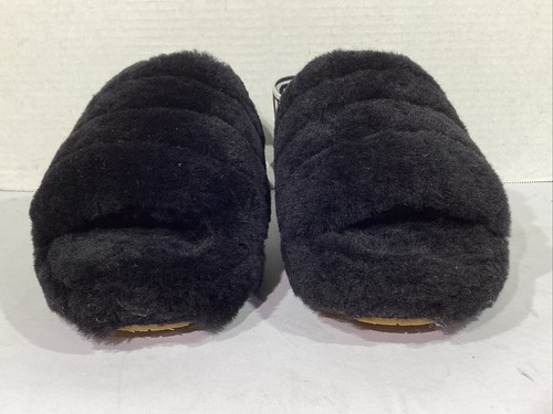 UGG Women’s Size 7 EU 38 Black Fluff Yeah Slingback Slides Slippers AJ-120 - Picture 2 of 9