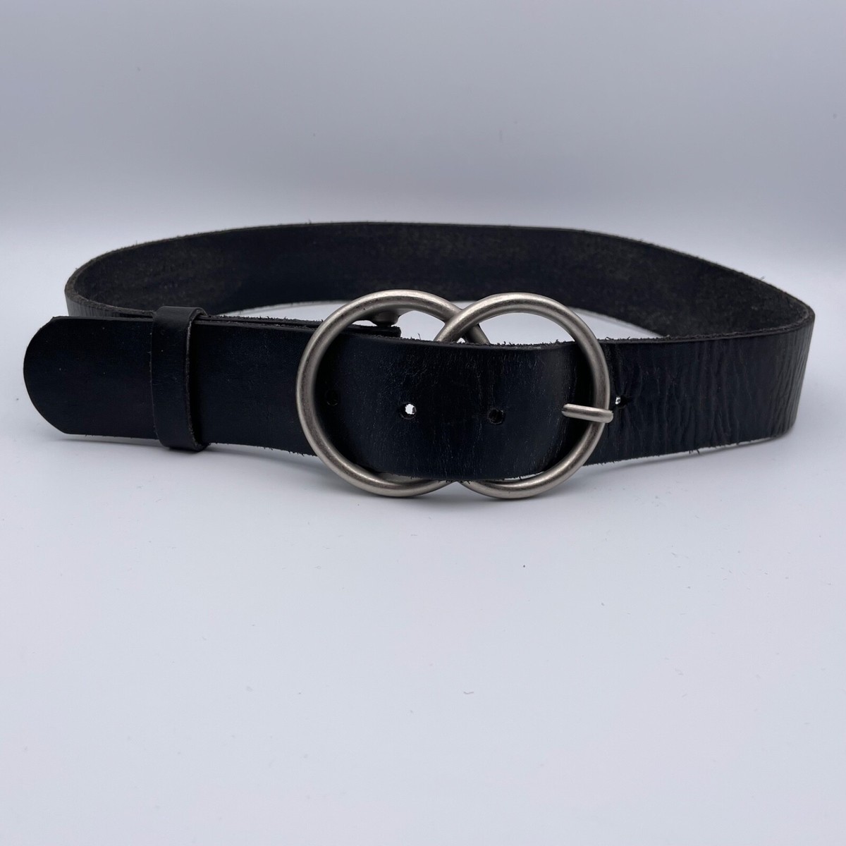 Urban Outfitters Womens Leather Belt Wide Black Double Ring 