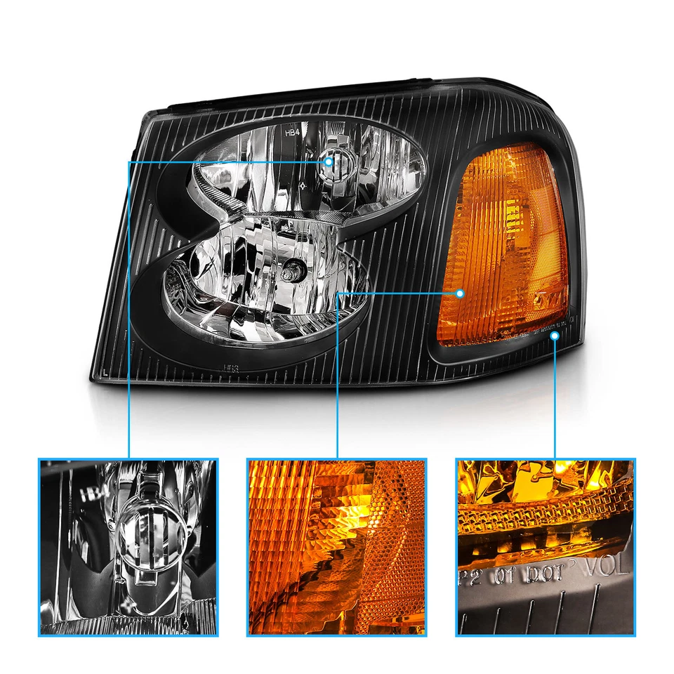 Faros parachoques esquineros ámbar carcasa negra para GMC Envoy XL XUV 2002-2009 Foto 3 de 4
