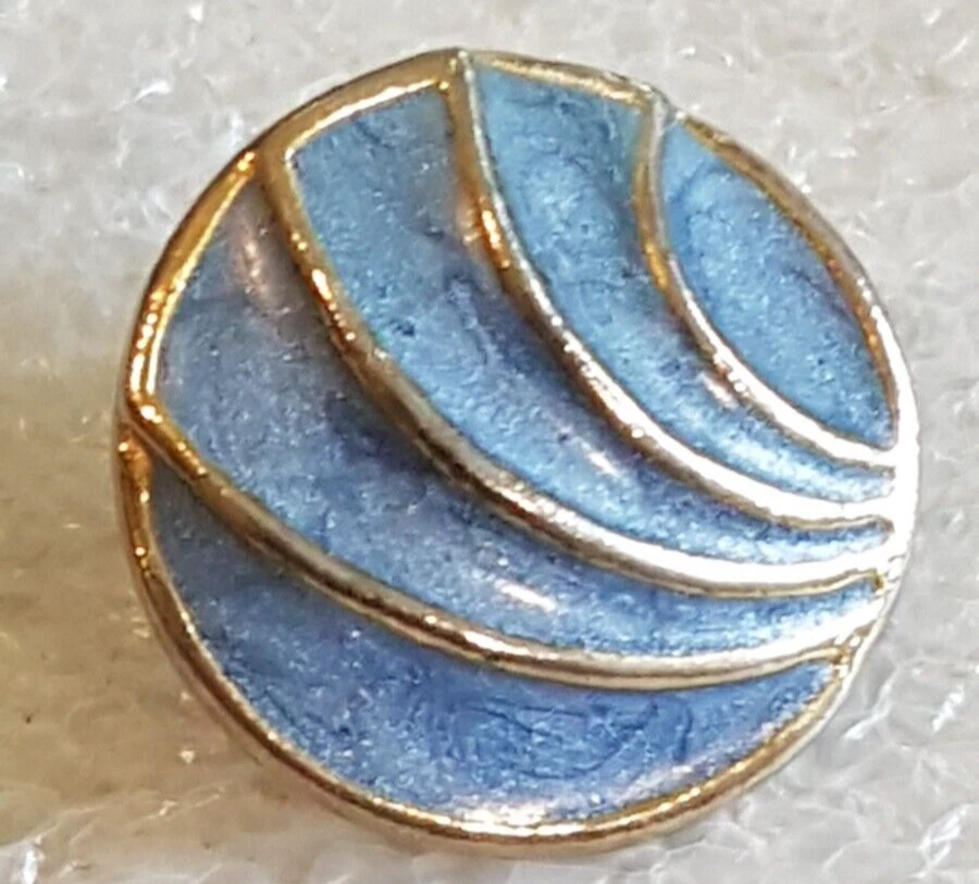 Vtg Estate Costume Fashion Gold Tone Round Blue Swirl Enamel Huggee Post Earring Foto 2 de 4
