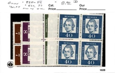 Germany, Postage Stamp, #825-827, 829, 832 Blocks Mint NH, 1961-64 (AF)