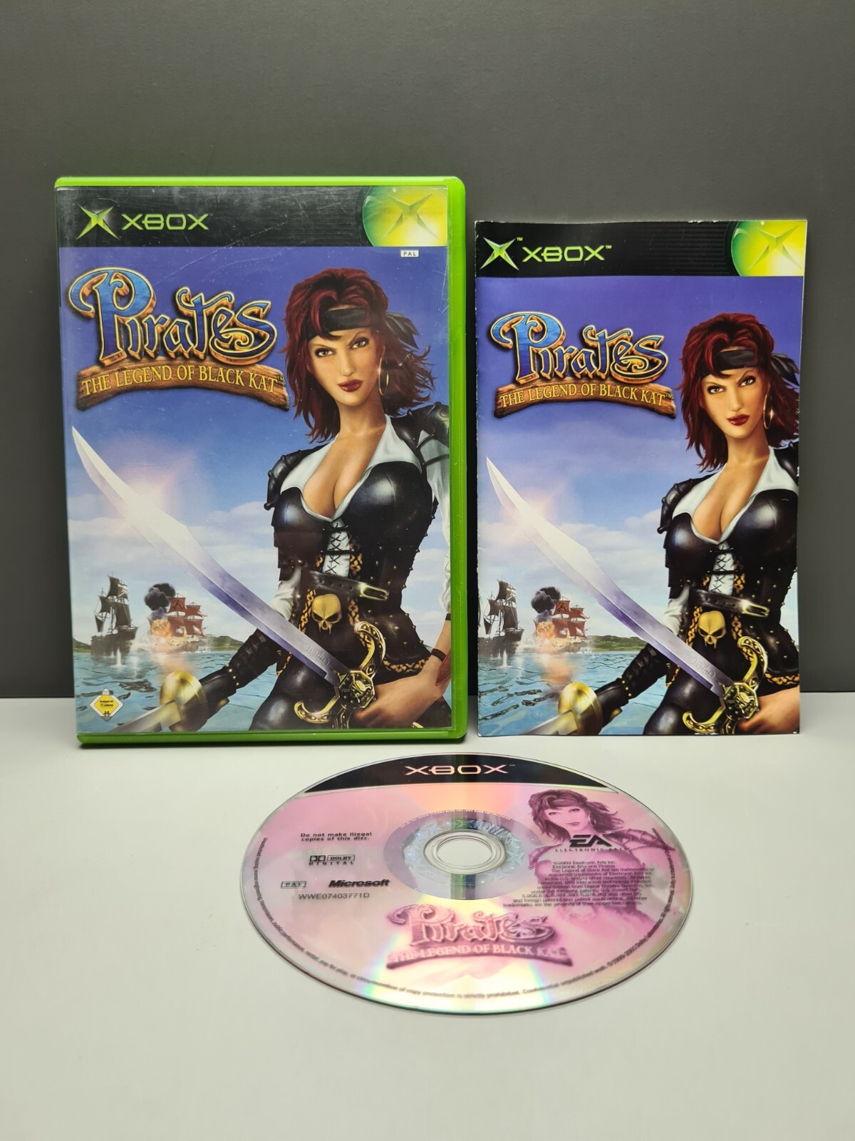 PIRATAS LA LEYENDA DE BLACK KAT + INSTRUCCIONES MICROSOFT XBOX PAL EMBALAJE ORIGINAL CIB COMPLETO
