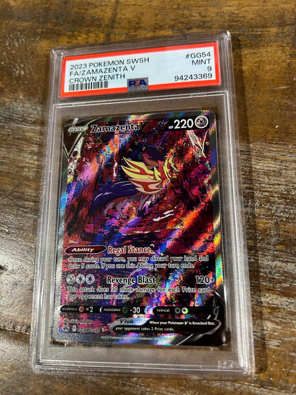 POKEMON 2023 Crown Zenith Full Art ZAMAZENTA V #GG54 PSA 9 RARE 2