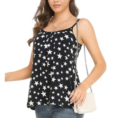 Women Tank Top with Built in Padded Bra Shirred Flowly Relaxed Vest Blouse Shirt - Picture 43 of 49
