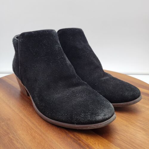 Crown Vintage Ankle Boots Womens 6 Black Suede Leather Side Zip Booties Tabitha - 第 3/15 張圖片