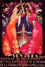 1930 Seville Spring Fiestas Spain Flamenco Dancers Vintage Poster Repro FREE S/H