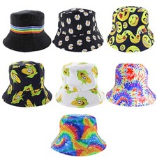 Summer Reversible Bucket Hats Cotton Beach Festivals Travel Fishing Sun Caps UK