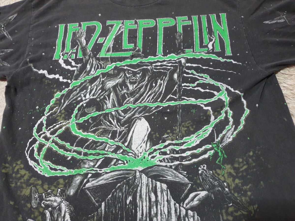 Rare Vintage 90s Led Zeppelin Wizard all over print Rare Vintage 90s Led Zeppelin Wizard all over print