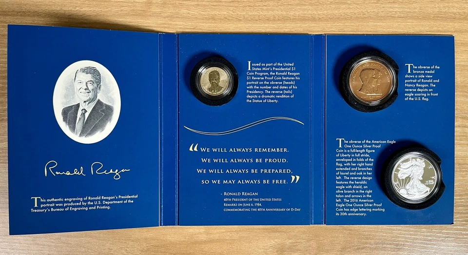 2016 Ronald Reagan Coin And Chronicles Set with Proof Silver Eagle OGP & COA - Image 4 of 4
