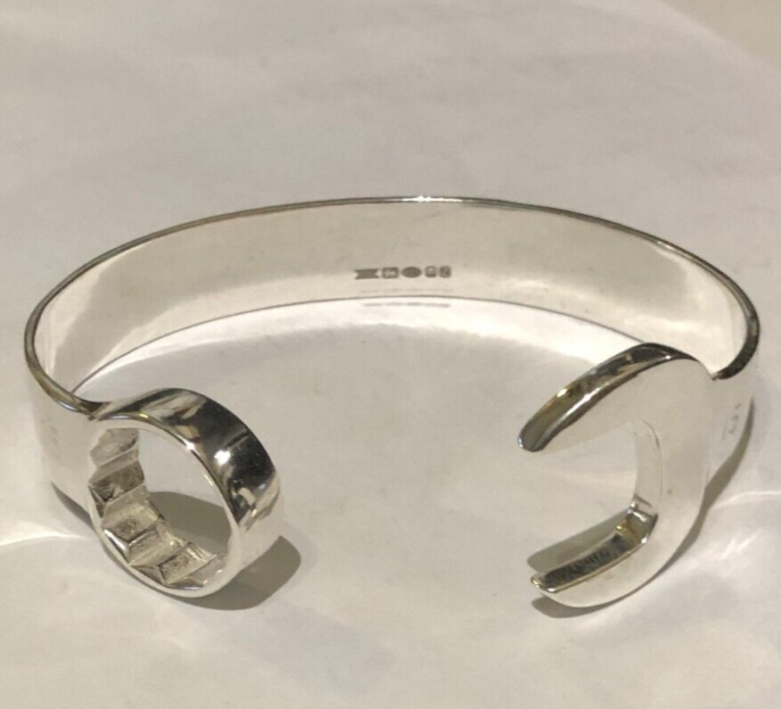 Sterling SILVER Mens SPANNER BANGLE WRENCH Bracelet 925 HALLMARK