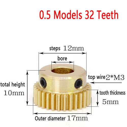 Mod 0.5 Brass Pinion Gear Spur Gears 20-60 Teeth 4-15mm Bore With Screw Hardened - Picture 15 of 31