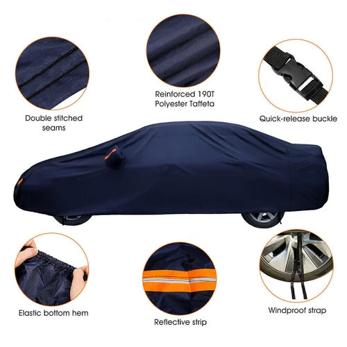 Full Car Cover Waterproof All Weather Protection Anti-UV Rain Snow Anti Scratch - Picture 4 of 11