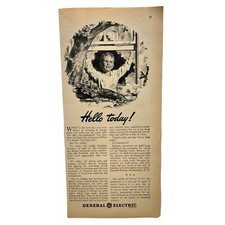 General Electric GE Vintage Print Ad 40s WWII American Life Hello Today!