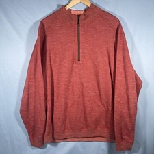 Tommy Bahama Sweater Mens 2XL Reversible Quarter Zip Burnt Orange Pullover Beach