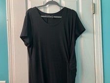 Halston Black Stretch Mock Wrap Knit Dress     Longer Length Size L