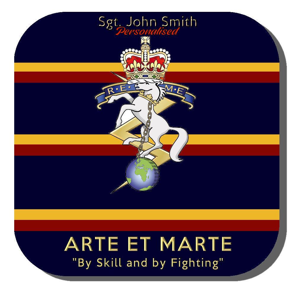 Personalised Royal Electrical and Mechanical REME Engineers Drinks Coaster