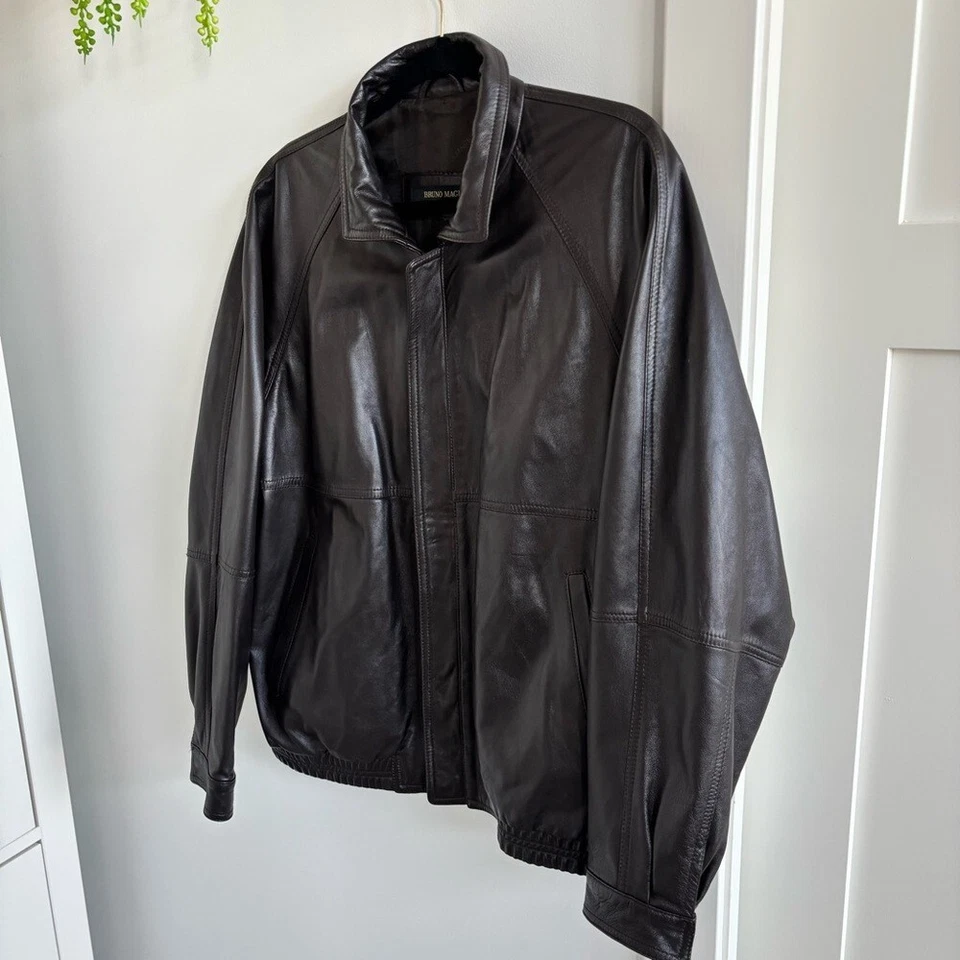 Bruno Magli Italian Brown Soft 100% Leather Made in Italy Jacket Size 42 Lined - Изображение 2 из 4