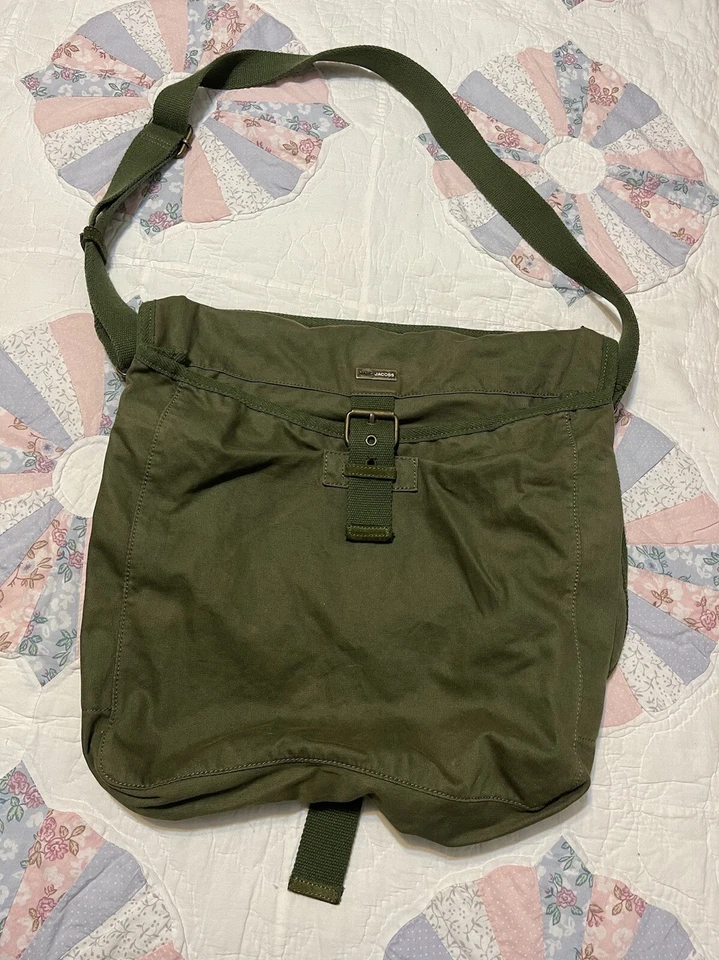 Marc Jacobs Militar Ejército Bolso Maletín Carga Gamuza Lona Verde Oliva Mensajero Foto 2 de 4