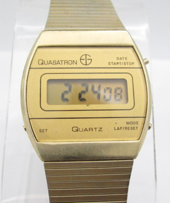 Vtg Men's Quasatron Quartz WR Digital 30mm Causal Round Watch (G555)