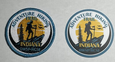 Adventure Hiking Trail Indiana 3'' Patch and 3'' Vinyl Sticker Set New