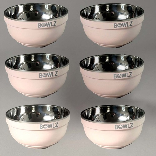 BOWLZ Set of 6 Stainless Steel Insulated Bowl 16 oz Pink (New) ~Keeps Ice Cream - Picture 7 of 7