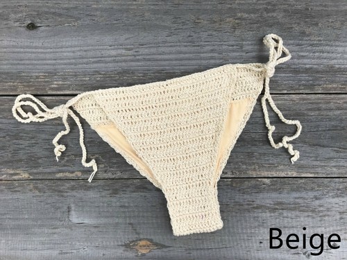 Hand crochet sexy bikini bottom thong boho sexy Briefs shorts fishnet beachwear - Picture 6 of 7