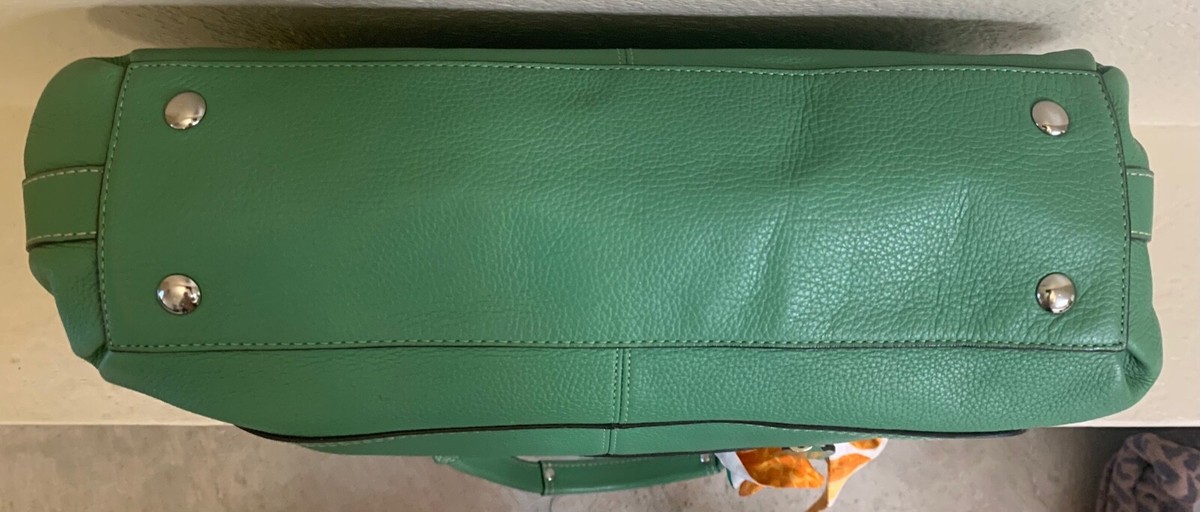 Coach Penelope Carry All Large Pebbled Leather Green Satchel 