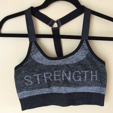 Soba Sport Padded Sports Bra Small "Strength" Gray Black Racerback