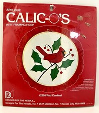 Vintage 1980  s Framing Hoop Red Cardinal Needle Design Christmas Craft Kit 10  