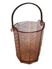 Pink Depression Glass Etched Ice Bucket with ...