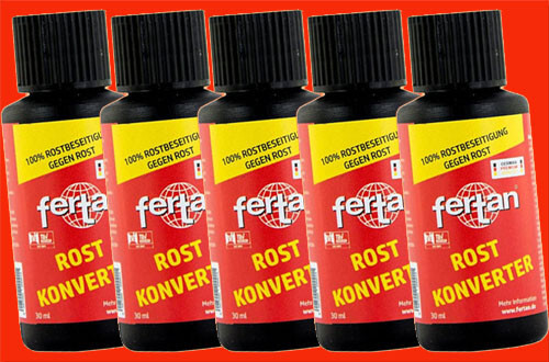 5x 30 mLiter (10 mL= 2,33€) Fertan Schutz Rostschutzmittel Rostlöser Konverter - Picture 1 of 2