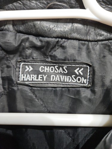 Vtg HARLEY DAVIDSON Black Leather Motorcycle Biker BOMBER JACKET Mens 48 Chosas - Picture 5 of 11