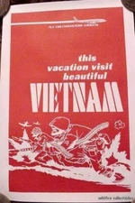 Vintage 60's Vietnam War Poster veteran art ad vet 70s Fly Far Eastern Airways