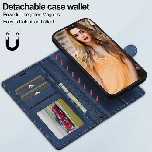 For iPhone 16 15 14 13 12 11 XS 7 8 Wallet Case 2-in-1 Detachable MagSafe Cover - Picture 54 of 85