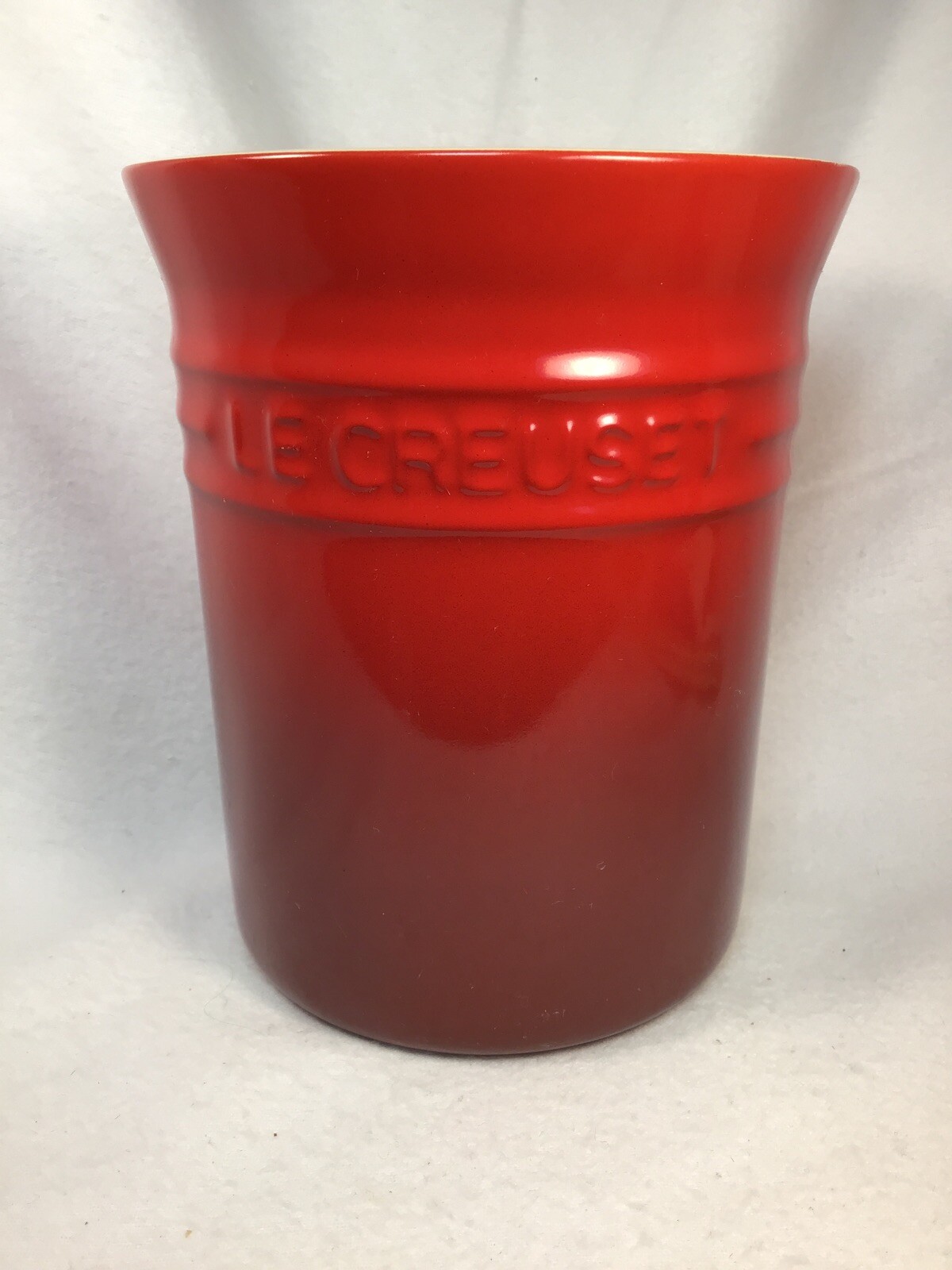 Le Creuset 6" Cerise Red Stoneware Utensil Small Crock Holder Jar eBay