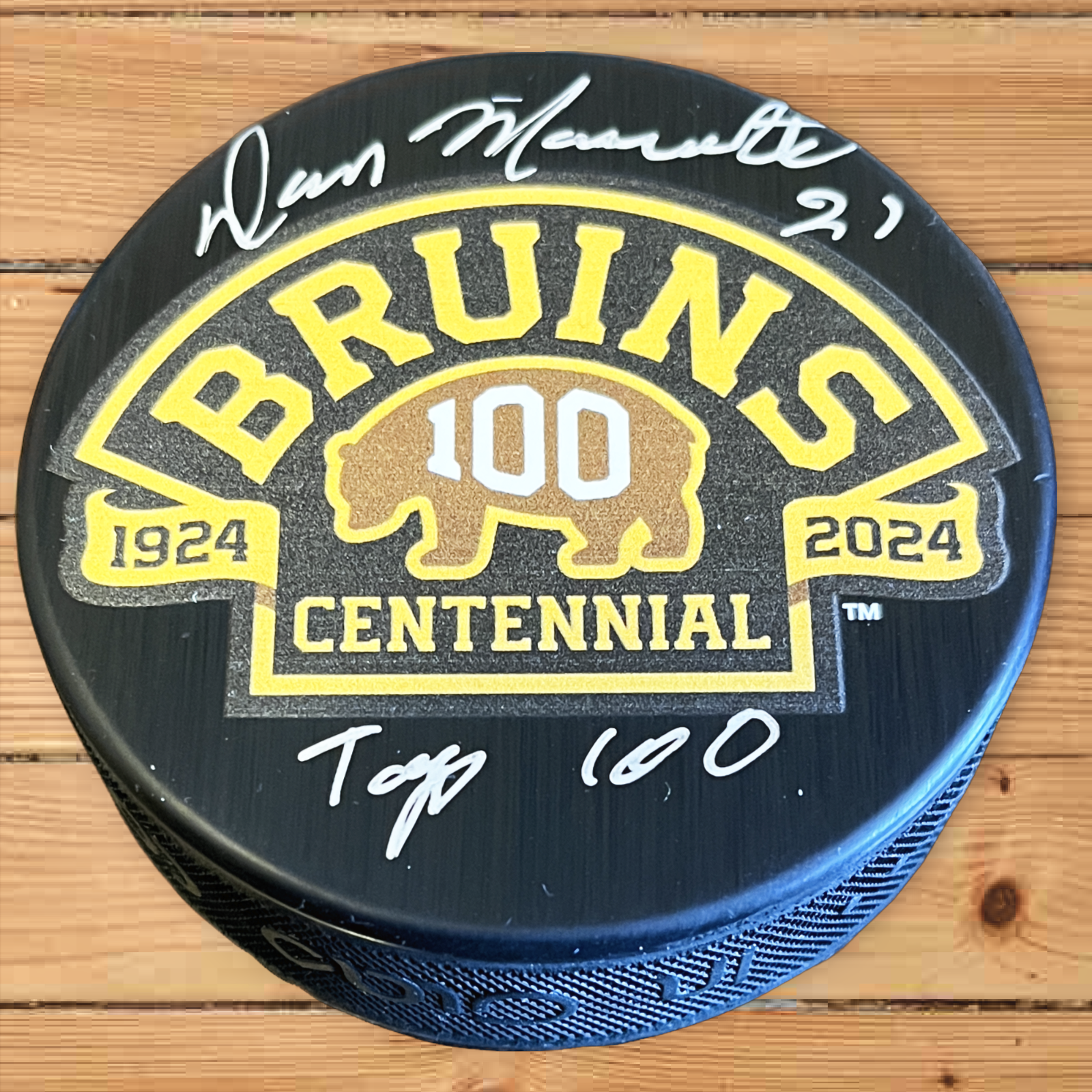 DON MARCOTTE BOSTON BRUINS AUTOGRAPH CENTENNIAL PUCK TOP 100 SIGNED AUTO