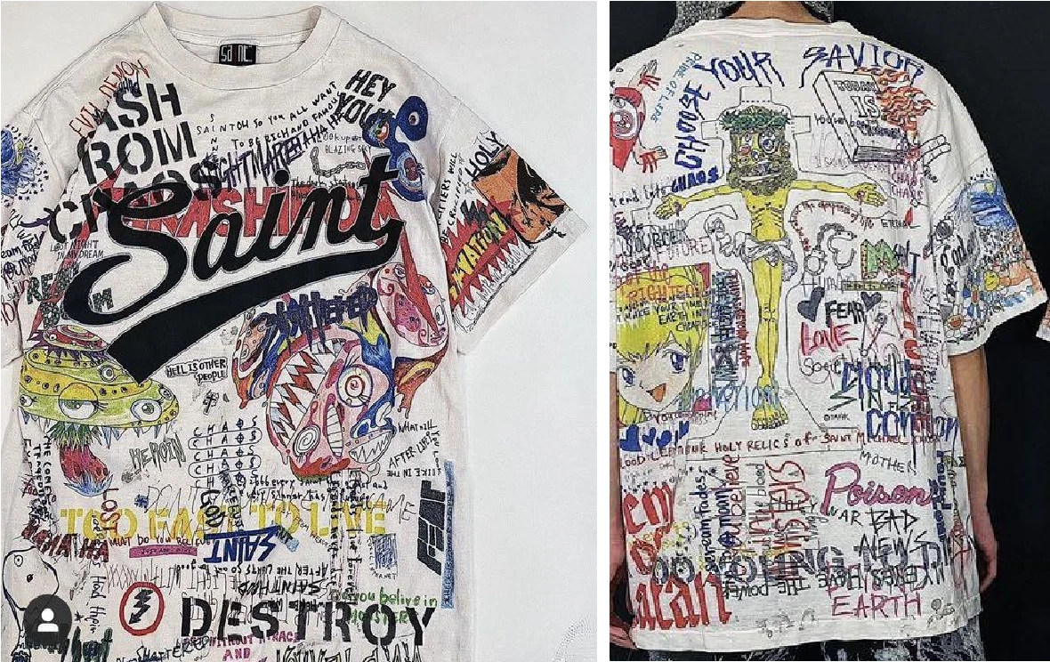 Saint Michael Mxxxxxx × Takashi Murakami SM-A21-0000-071 Graff Tee T-shirt XL