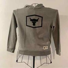 Under Armour Youth Project Rock Rival Gray Fleece Hoodie Loose Cold Gear