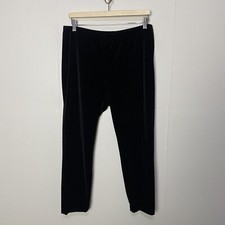 Eileen Fisher Black Velvet Pull On Straight Leg Pants Size Large.