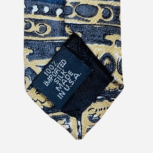 Vintage Guess Neck Tie 100% Silk Black & Gold Geometric Pattern USA Made - Picture 5 of 5