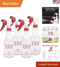 24 Oz All-Purpose Spray Bottles 4 Pack | Ergonomic Trigger & Adjustable Nozzle