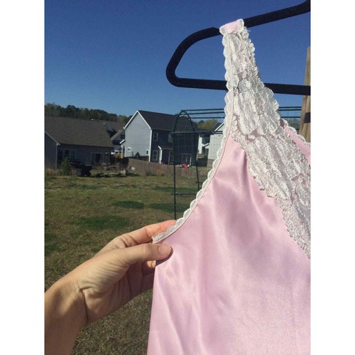 Vtg Pinx womens slip M medium pink lace nightie chemise Hollywood USA Lingerie - Picture 6 of 13