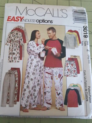 McCalls Pattern 3019 Unisex Pajamas Robes Sleep Tops Bottoms Sizes XL XXL UNCUT 