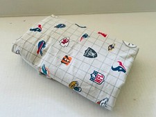 POTTERY BARN Teen NFL Football Logos Gray Grid Flat Sheet-Twin