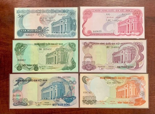 [2862416] Lot 3 PCS South Vietnam 20 50 100 200 500 1000 dong 1969 1971 ...