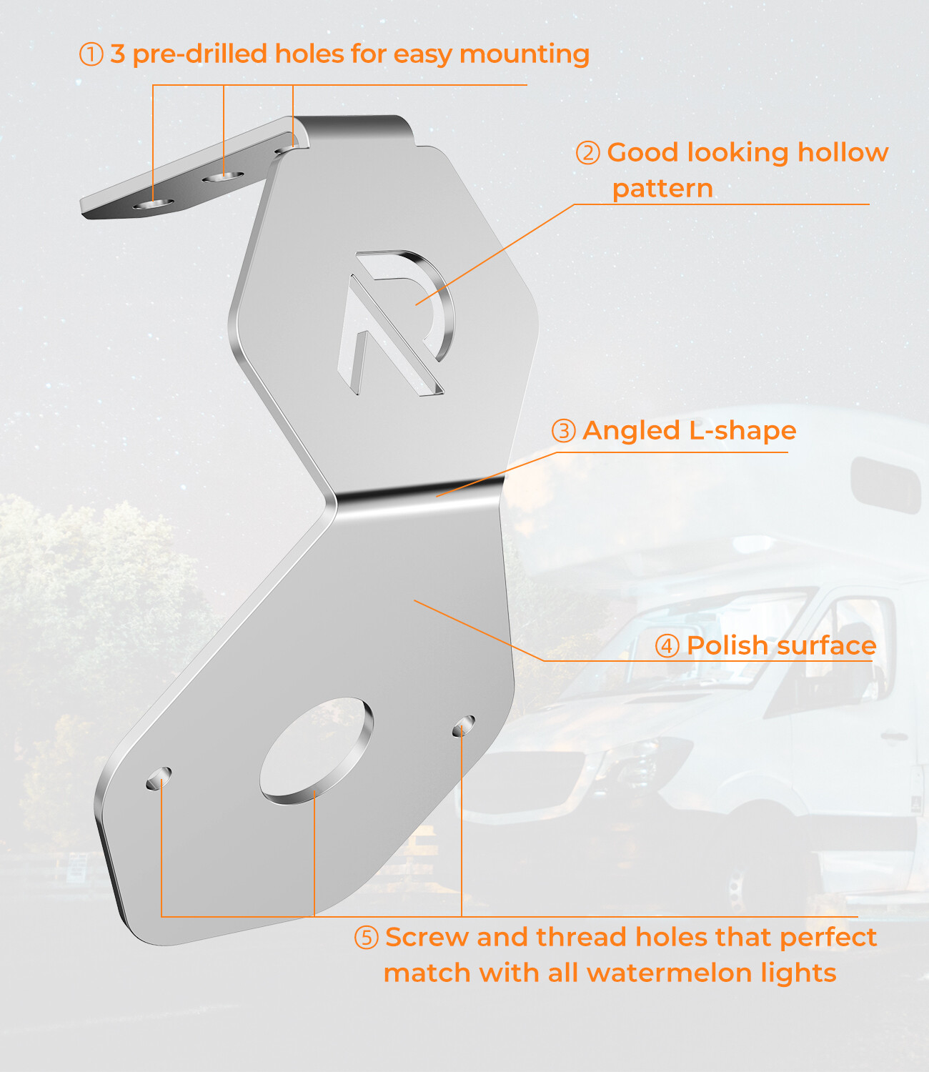 2PCS Turn Signal Light Mirror Mount Watermelon L-Bracket Only For Semi Tractors